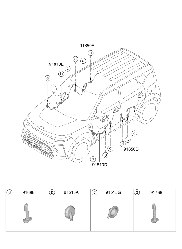 Kia 91620K0060 Rear Door Wiring Assembly Left Hand 91620K0060 Kia Rear Door Wiring Assembly Left Hand