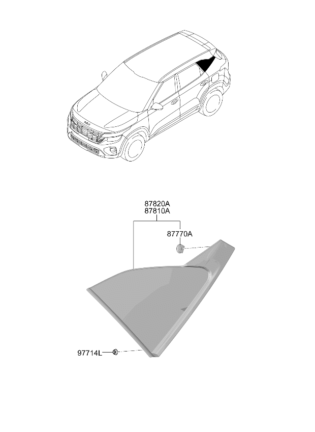 Kia 87810Q5220 Glass & Moulding Assembly 87810Q5220 Kia Glass & Moulding Assembly