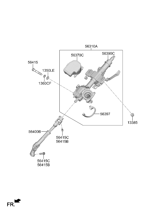 56390Q5240 Kia Column & Housing Assembly