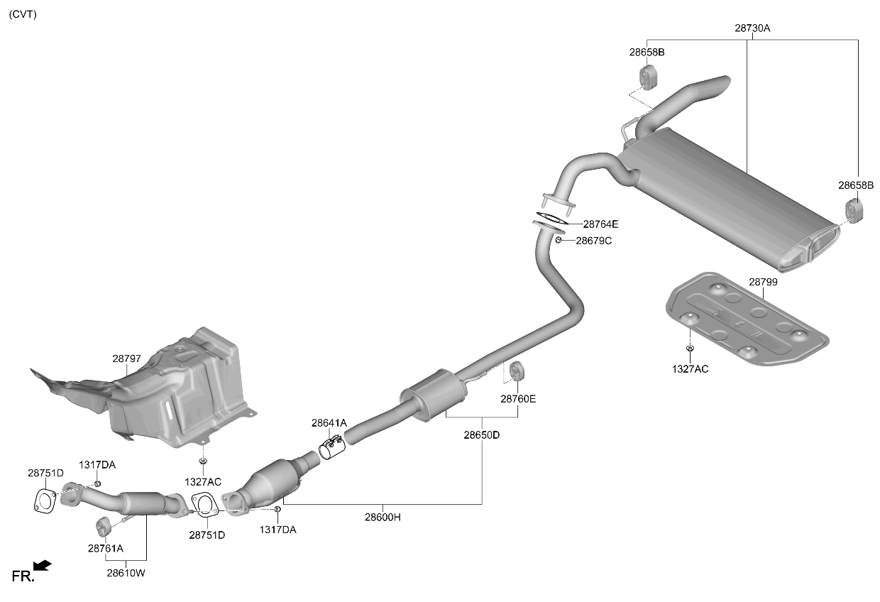 Kia 28650Q5800 Center Muffler Assembly 28650Q5800 Kia Center Muffler Assembly