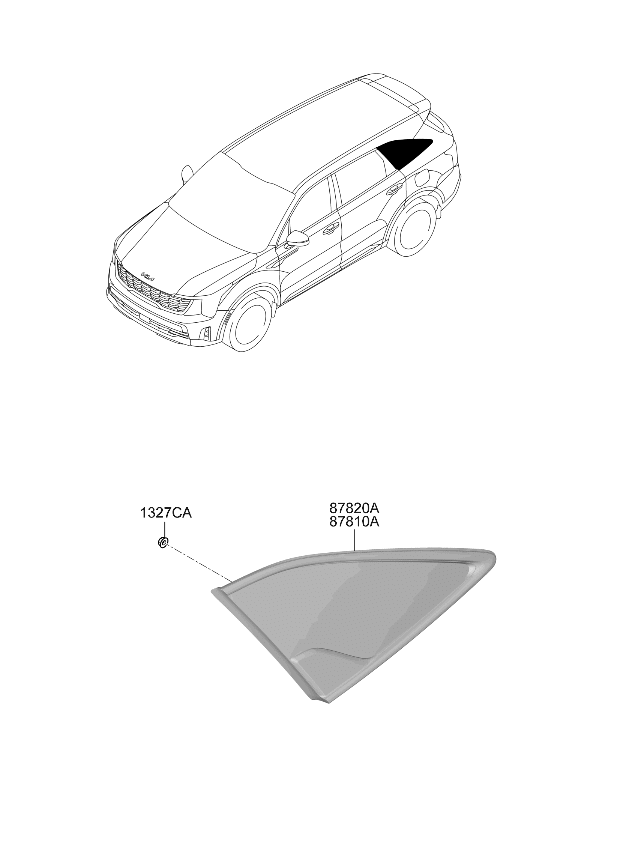 Kia 87810R5500 Glass & Moulding Assembly 87810R5500 Kia Glass & Moulding Assembly