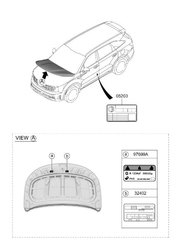 Kia 05203R5610 Tire Pressure Label 05203R5610 Kia Tire Pressure Label