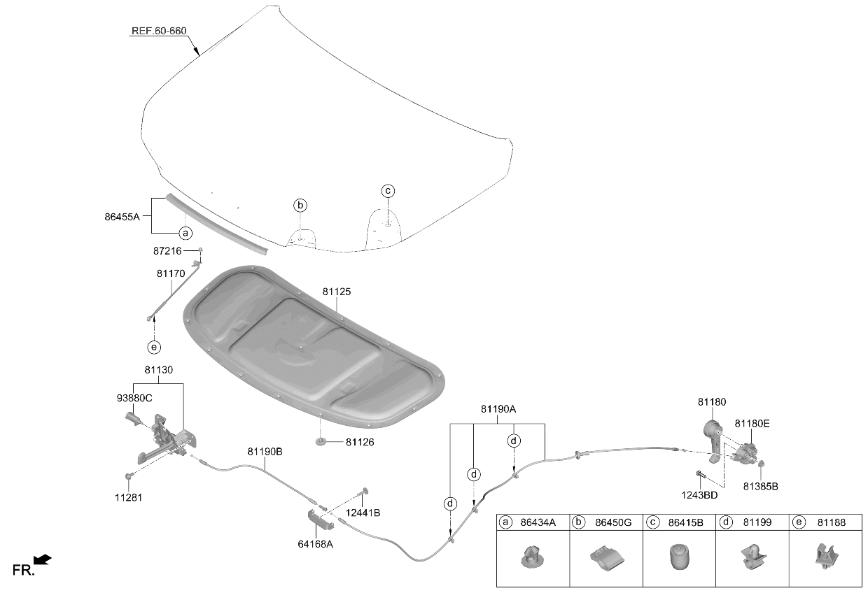 Kia 86434P2500 CLIP-HOOD WEATHERSTR 86434P2500 Kia CLIP-HOOD WEATHERSTR