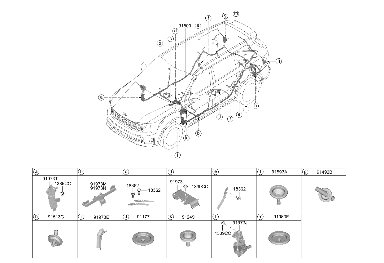 Kia 91550R5240 Floor Wiring Assembly 91550R5240 Kia Floor Wiring Assembly