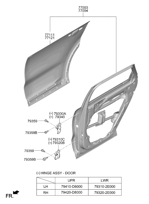 Kia 77003R5510 Rear Door Panel Assembly 77003R5510 Kia Rear Door Panel Assembly
