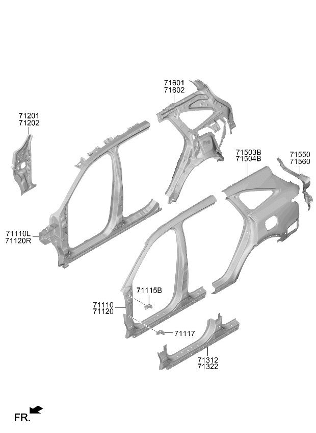 Kia 71550P2500 Quarter Extension Assembly 71550P2500 Kia Quarter Extension Assembly