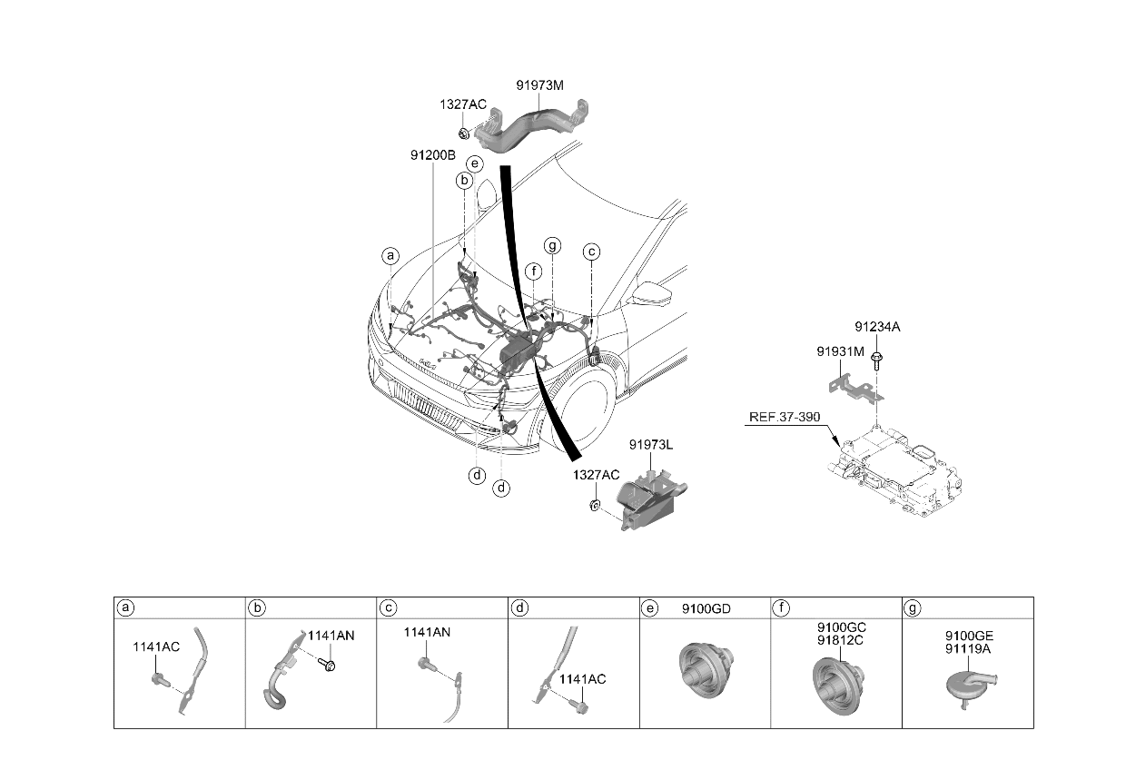 912D0CV110 Kia Front Wiring Assembly  