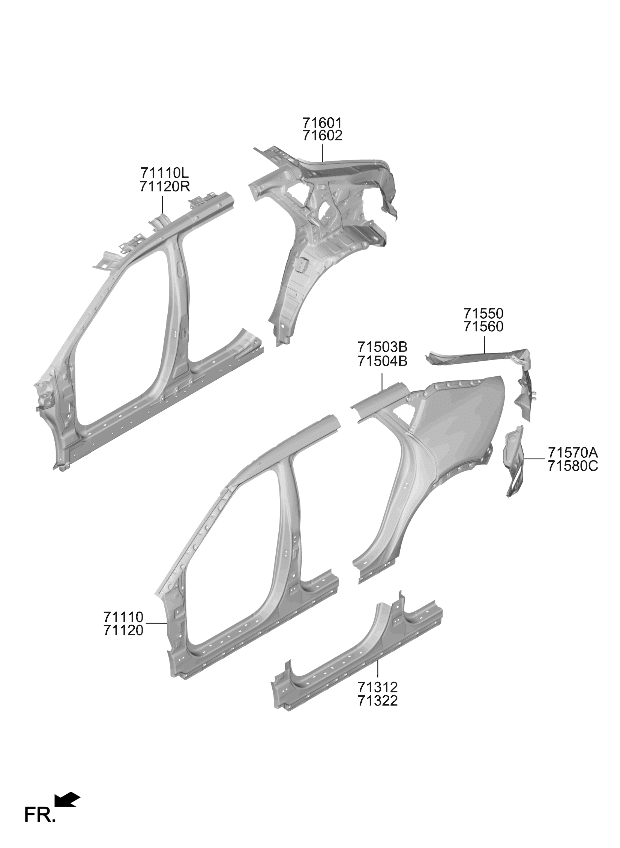 71540CV001 Kia EXTN ASSY-RR SIDE OT  