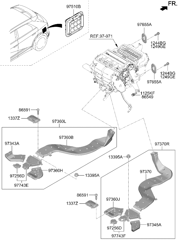 97374CV000 Kia DUCT ASSY-RR,RH  