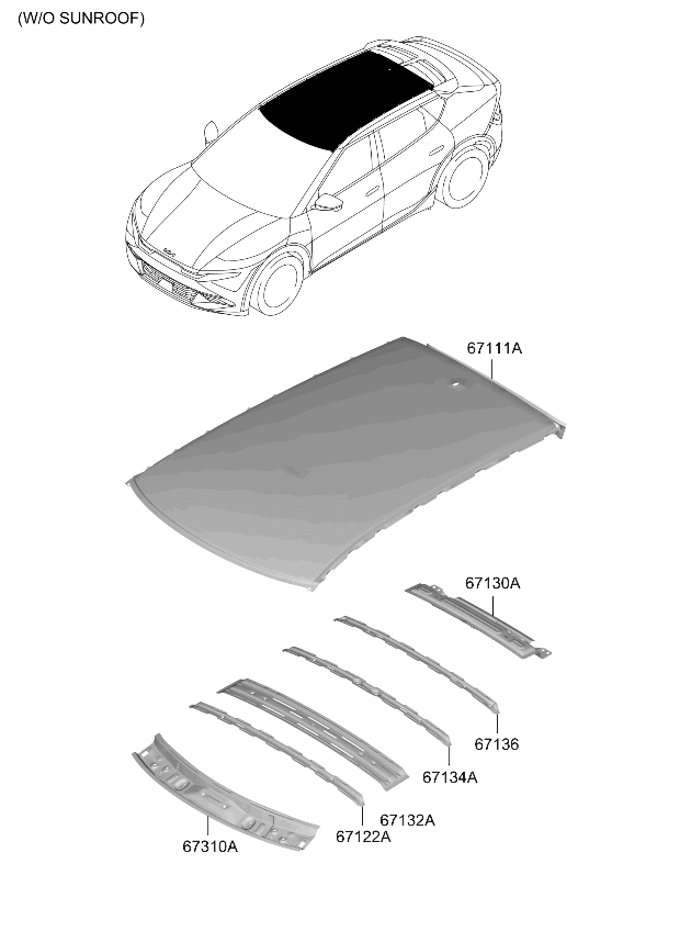 67172XG000 Kia RAIL-ROOF CTR NO4  