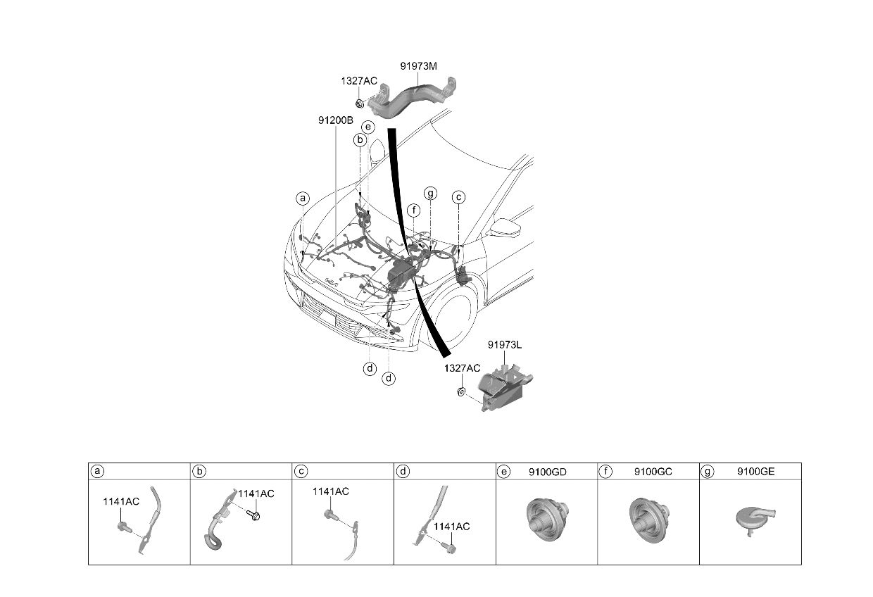 912A0XG280 Kia Front Wiring Assembly  