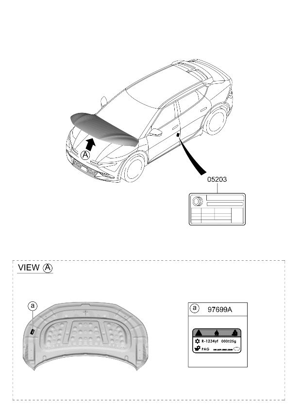 05203XG100 Kia Tire Pressure Label  