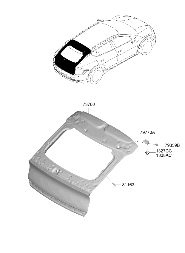 72800XG010 Kia Tail Gate Panel Assembly  