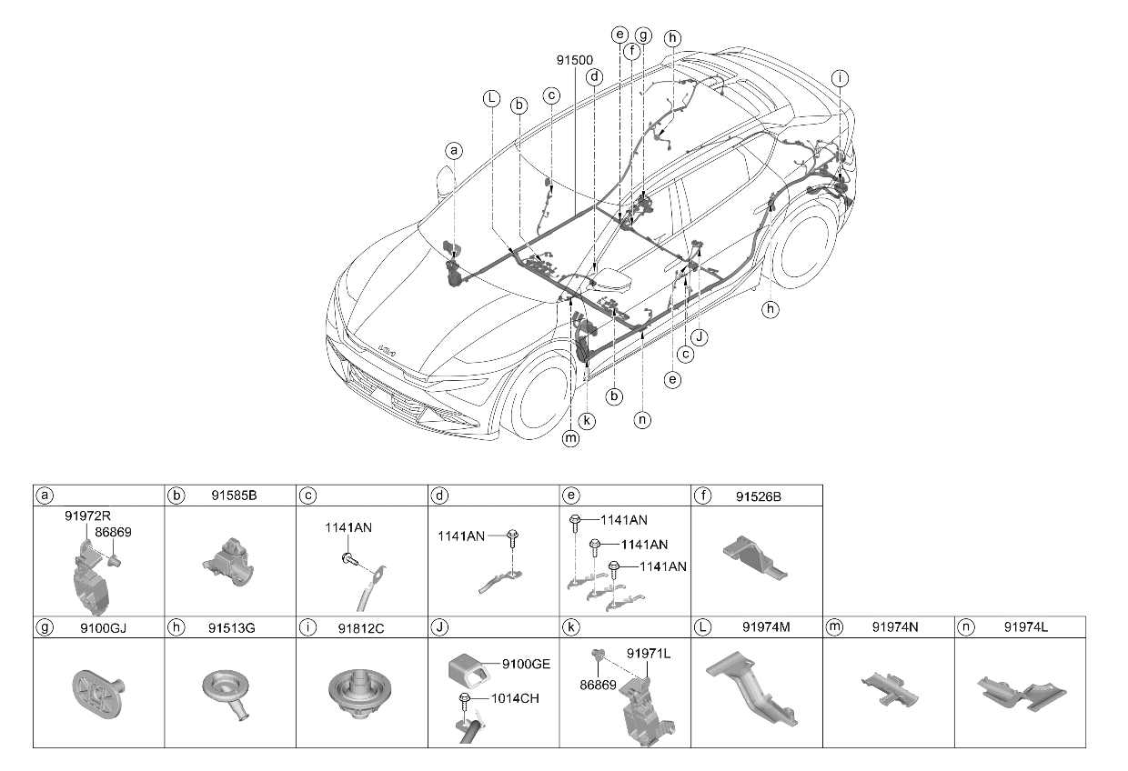 915A0XG310 Kia Floor Wiring Assembly  