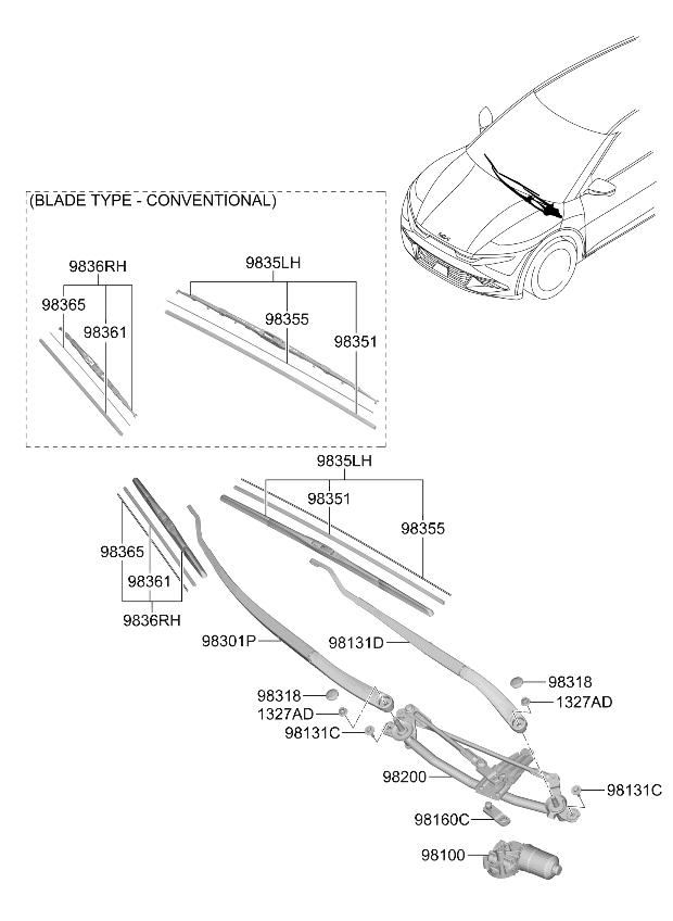 Kia 98311XG000 ARM ASSY-W/SHLD WPR 98311XG000 Kia ARM ASSY-W/SHLD WPR