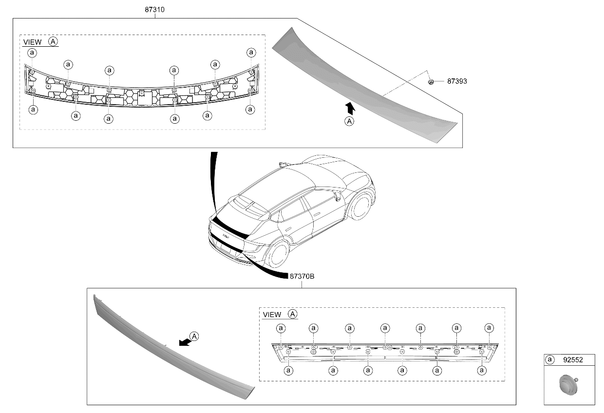 87370XG100 Kia MOULDING ASSY-BACK P  