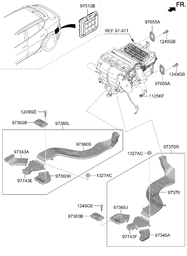97362XG000 Kia DUCT-REAR HEATER NO  