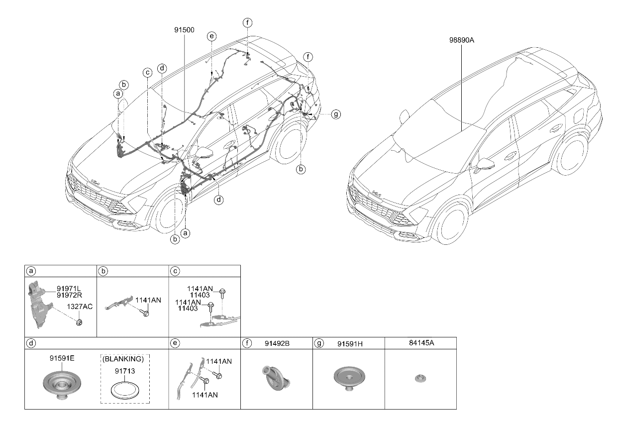 91507CH730 Kia Floor Wiring Assembly