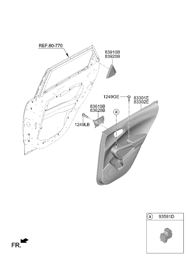 Kia 83305K0160DP6 Rear Door Panel Assembly 83305K0160DP6 Kia Rear Door Panel Assembly