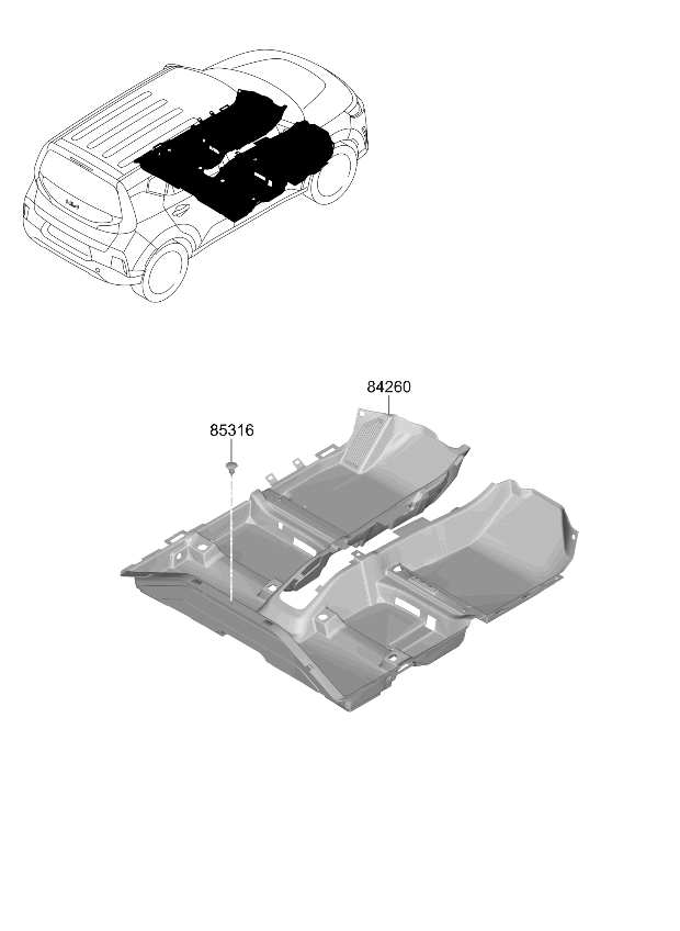 84260K0220WK Kia Floor Carpet Assembly