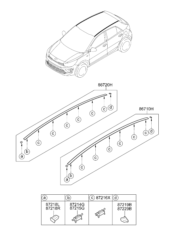 Kia 87217H8000 Clip 1-Roof Moulding 87217H8000 Kia Clip 1-Roof Moulding