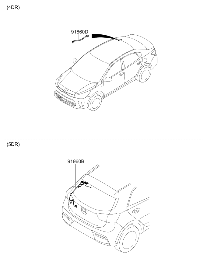 91680H9130 Kia Tail Gate Wiring Assembly