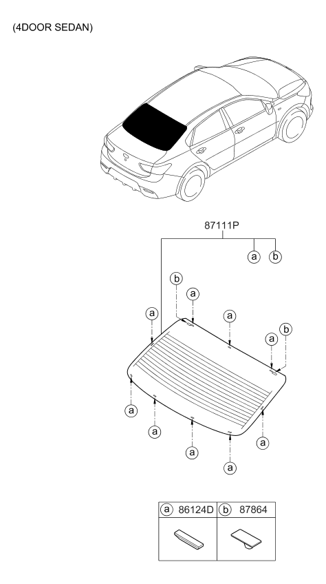 Kia 87110H9200 Glass Assembly-Rear Wind 87110H9200 Kia Glass Assembly-Rear Wind