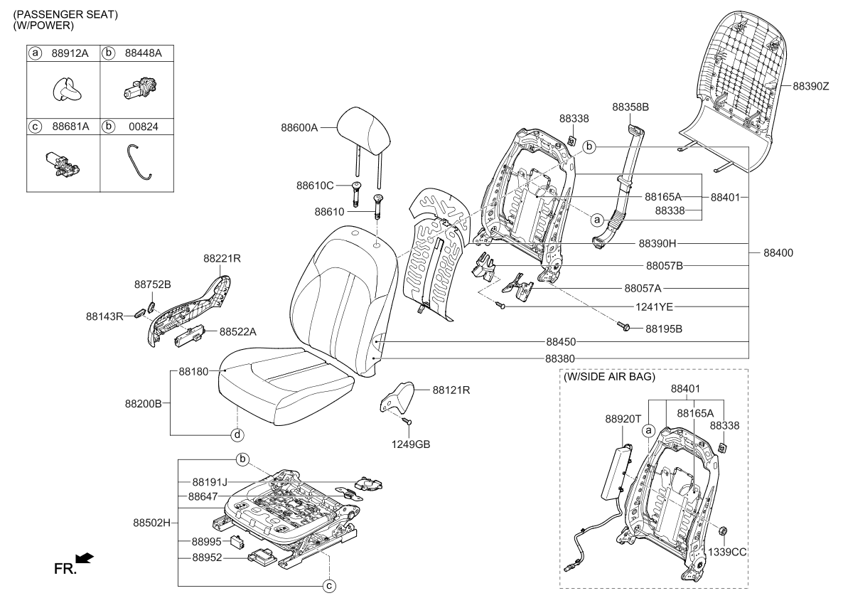 88450D5530 Kia Pad Assembly-FRT Seat Ba