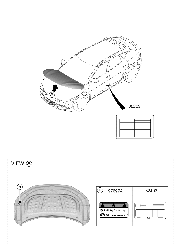 05203CV800 Kia Tire Pressure Label  