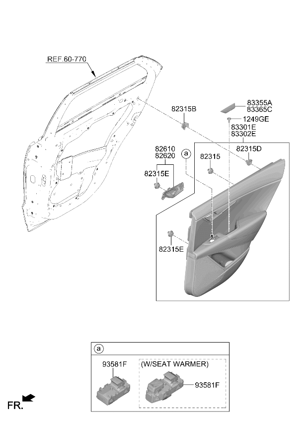 83307AT020PT2 Kia Rear Door Panel Assembly