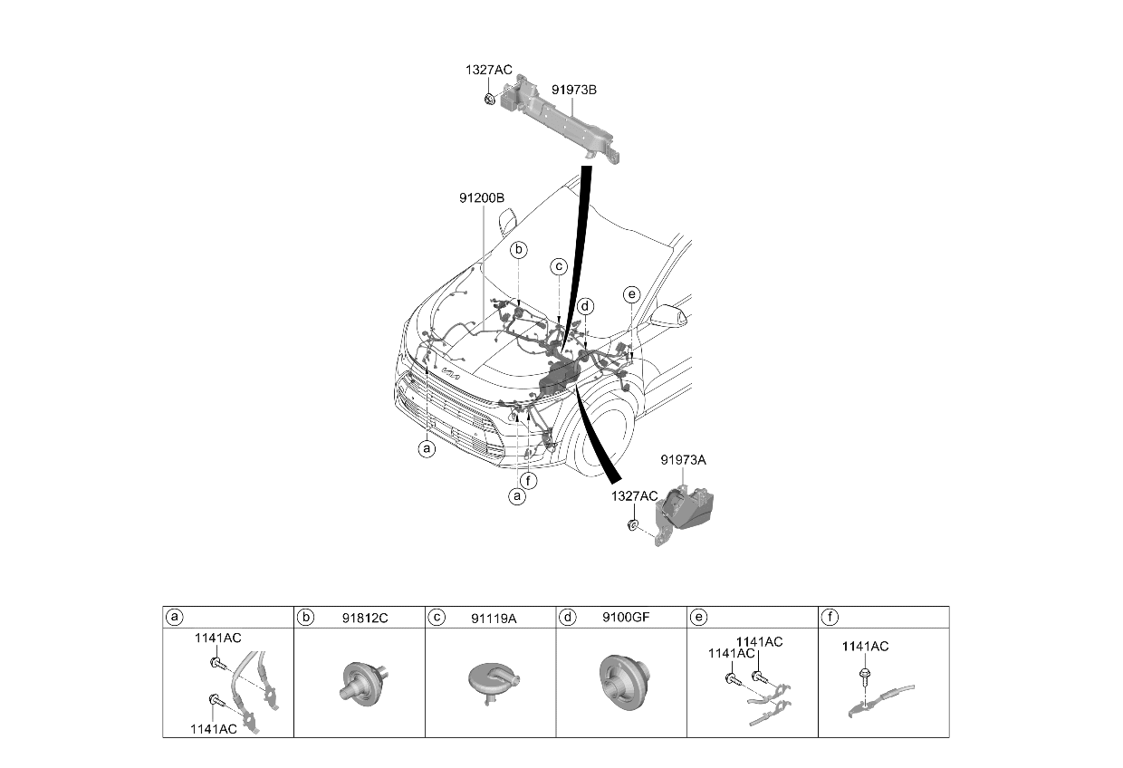 Kia 91205AT861 Front Wiring Assembly 91205AT861 Kia Front Wiring Assembly