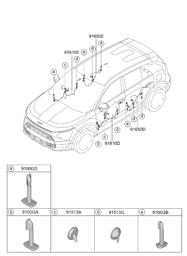 Kia 91611AT470 Front Door Wiring Assembly Passenger Side 91611AT470 Kia Front Door Wiring Assembly Passenger Side