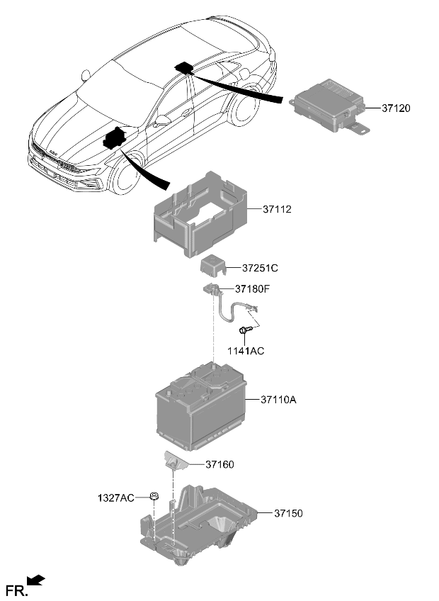 37150L2000 Kia TRAY ASSY-BATTERY