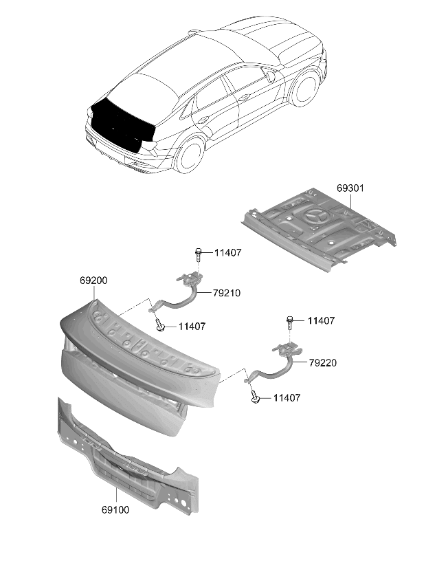 69100L2500 Kia Back Panel Assembly  