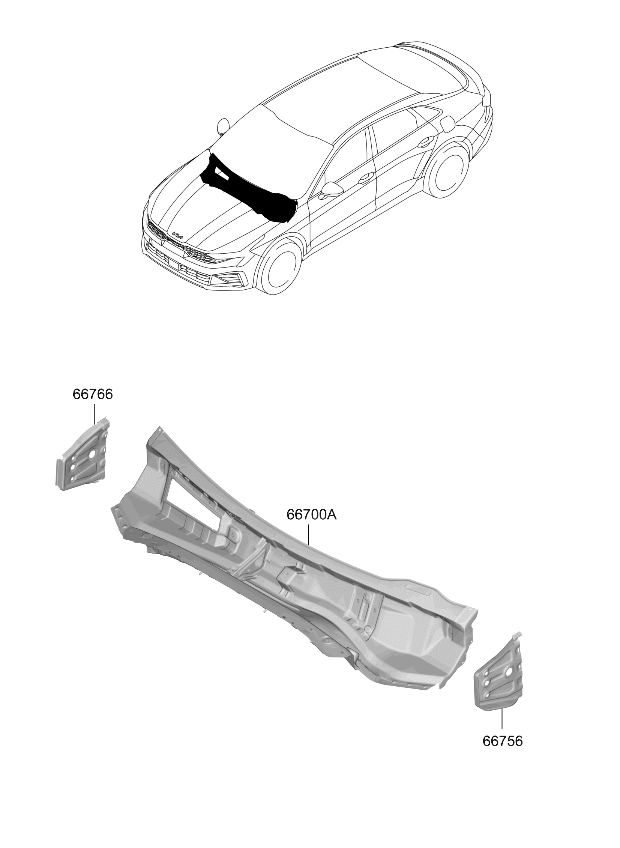 66700L2500 Kia PANEL ASSY-COWL COMP  