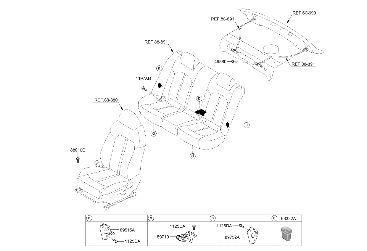89720L2001 Kia HINGE ASSY-REAR SEAT  