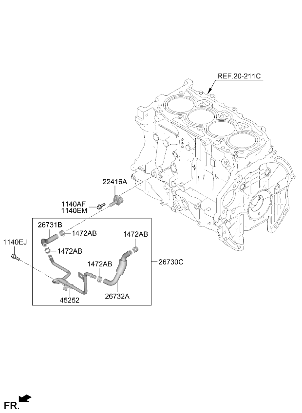 Kia 224162T000 Nipple-Check Valve 224162T000 Kia Nipple-Check Valve