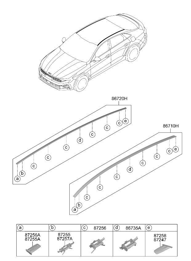 87240L2000 Kia Roof Moulding Assembly Right Hand  