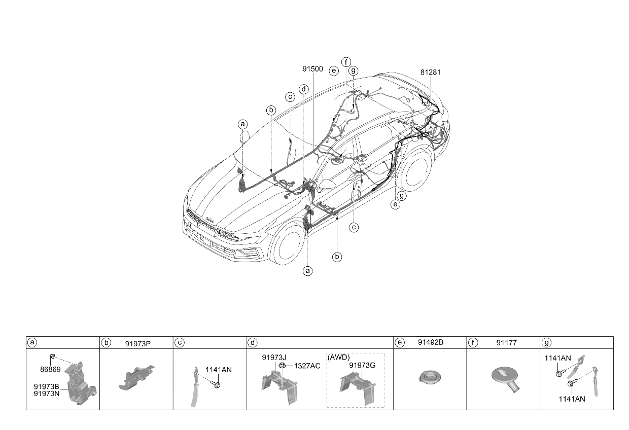 81280L2500 Kia CABLE ASSY-T/LID REL  