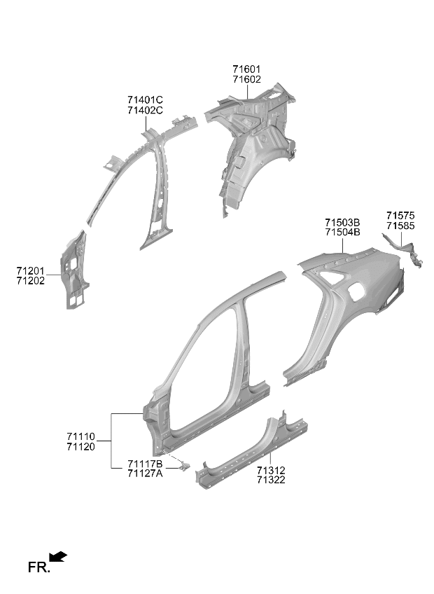 71601L2500 Kia Quarter Inner Panel Assembly  