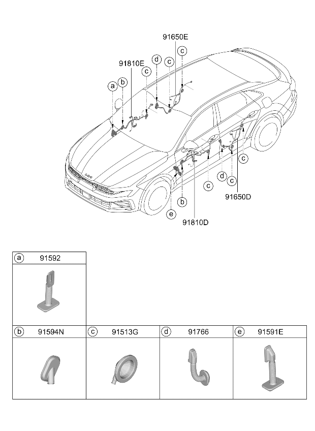 916D0L2530 Kia Front Door Wiring Assembly Driver Side  