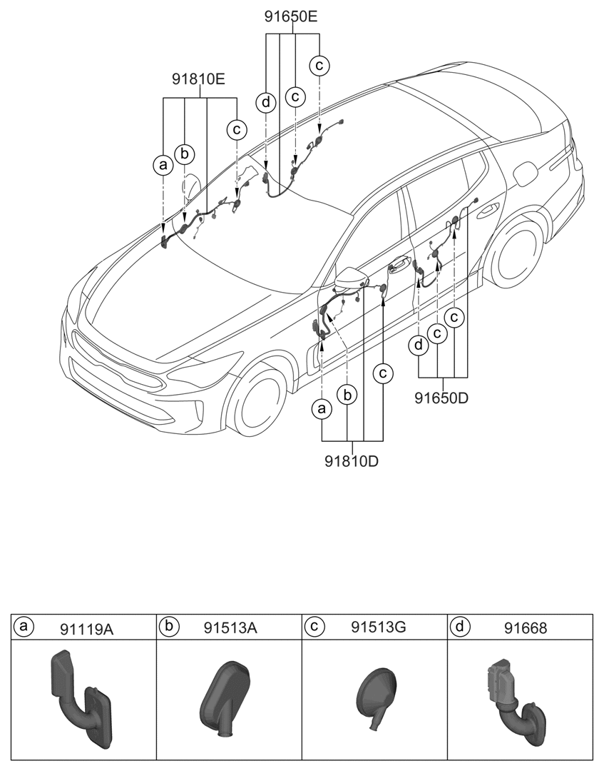 Kia 91600J5031 Front Door Wiring Assembly 91600J5031 Kia Front Door Wiring Assembly
