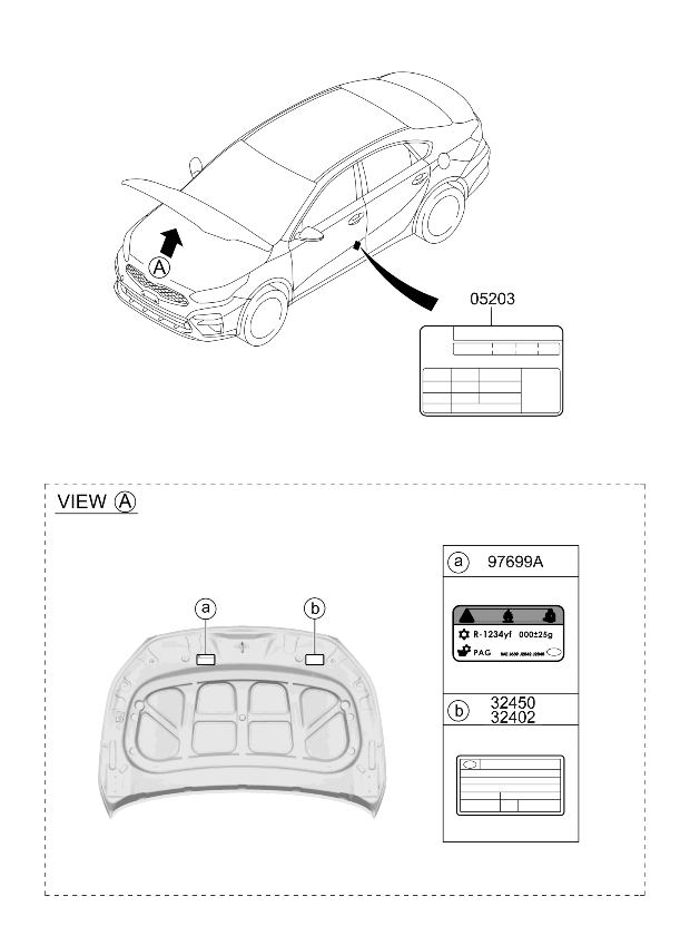 Kia 05203M7510 Tire Pressure Label 05203M7510 Kia Tire Pressure Label