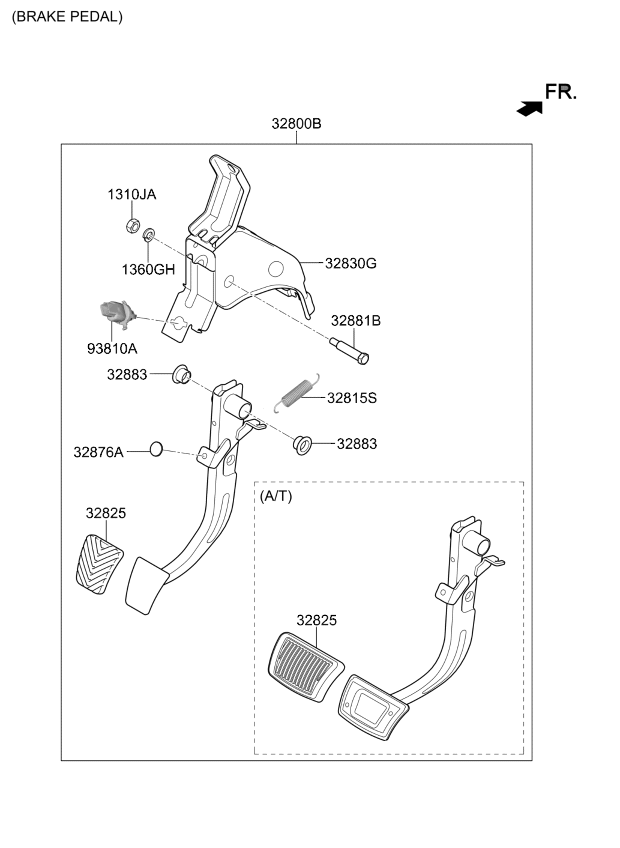 Kia 32800J3100 Brake Pedal Assembly 32800J3100 Kia Brake Pedal Assembly