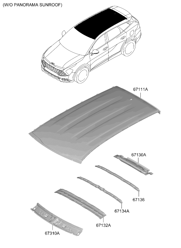 Kia 67111DW010 Roof Panel 67111DW010 Kia Roof Panel