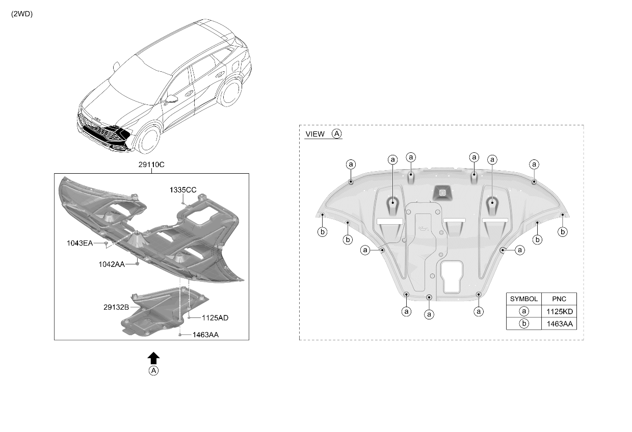 Kia 29133DW600 PANEL-UNDER COVER DR 29133DW600 Kia PANEL-UNDER COVER DR