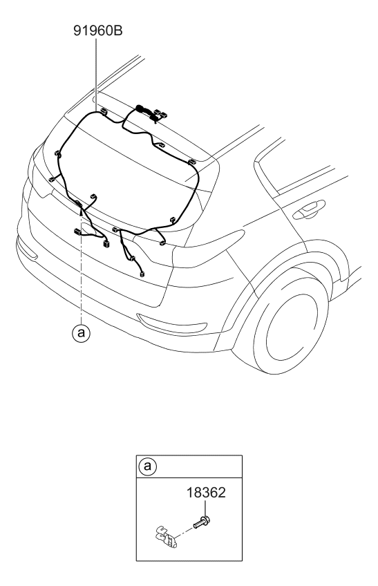 Kia 91650D9530 Tail Gate Wiring Assembly 91650D9530 Kia Tail Gate Wiring Assembly