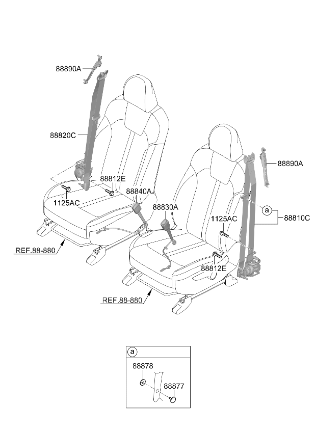 Kia 88840P2050GYT Front Seat Belt Buckle Assembly 88840P2050GYT Kia Front Seat Belt Buckle Assembly