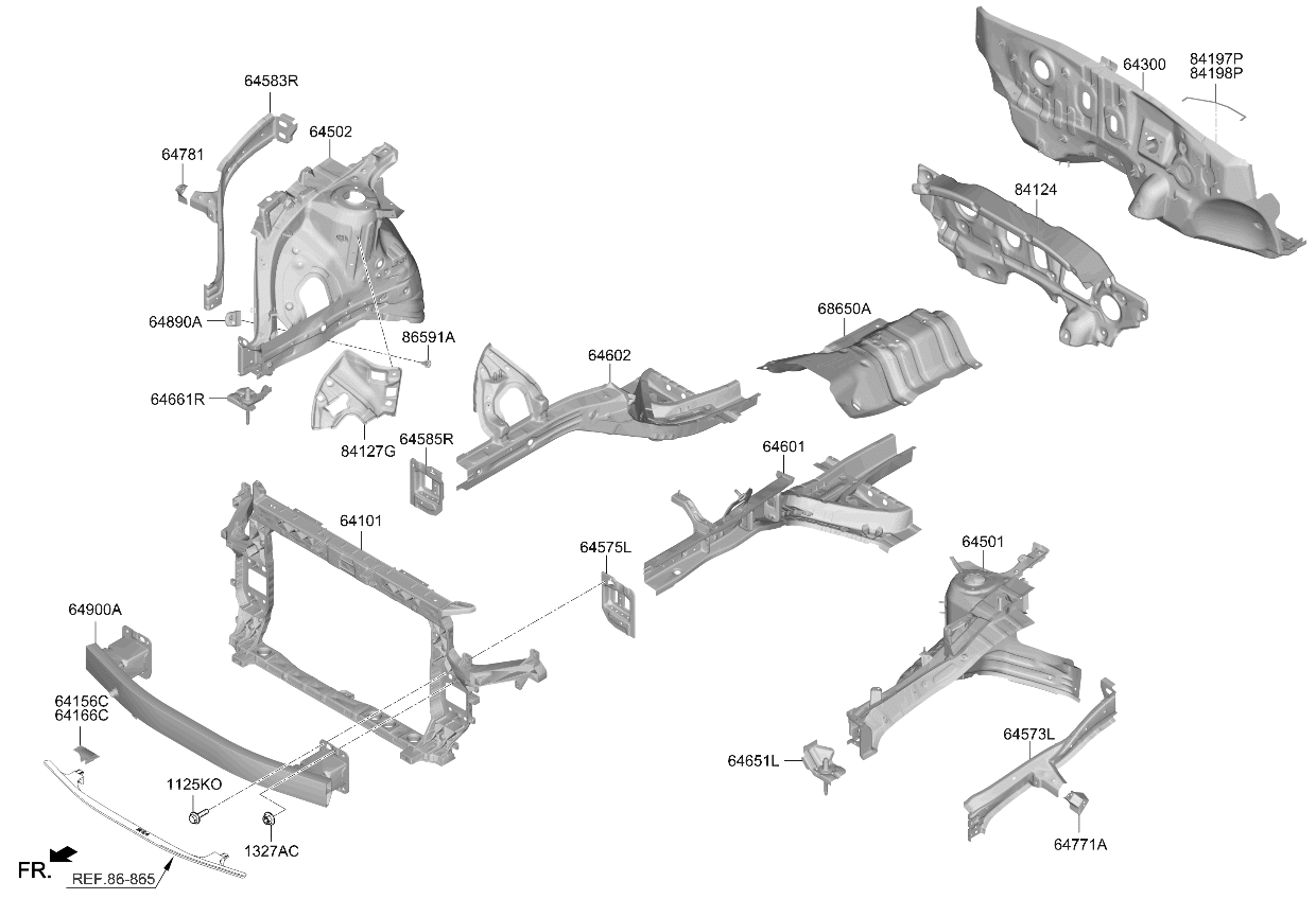 Kia 64101P2500 CARRIER ASSY-FRONT E 64101P2500 Kia CARRIER ASSY-FRONT E