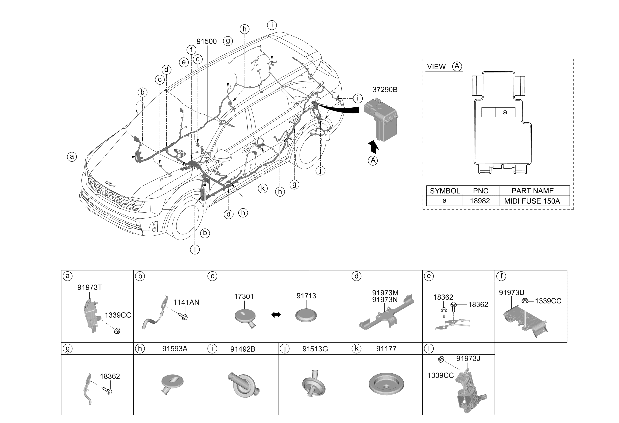 Kia 91961P2220 Wiring Protector 91961P2220 Kia Wiring Protector